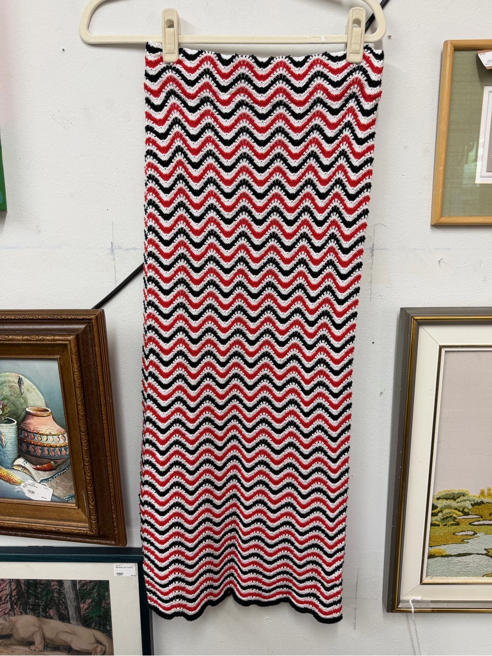 Ann Taylor Red, Black & White Chevron Maxi Skirt